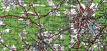 Карта между Хотьково и Сергиевом Посадом